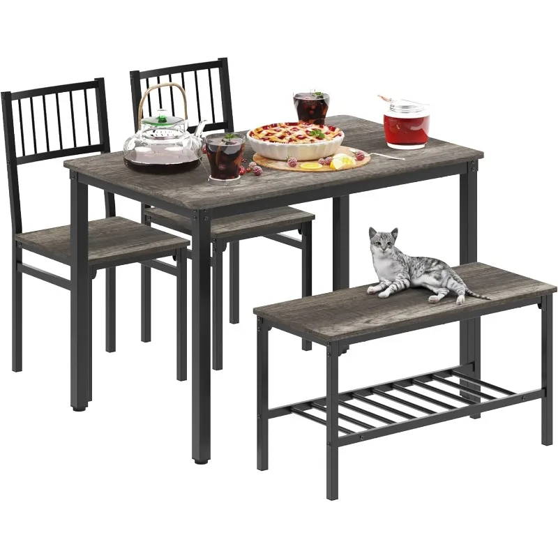 

Dining Table Set for 4/Computer Desk,Kitchen Table with 2 Chairs and a Bench,Table and Chairs Dining Set 4 Piece Set