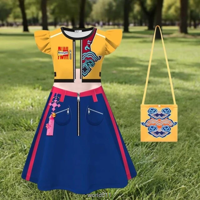 Costume de cosplay KPop Demon Hunters, vêtements pour filles, robe à manches courtes d'été, thème princesse, vêtements décontractés pour enfants avec sac 1