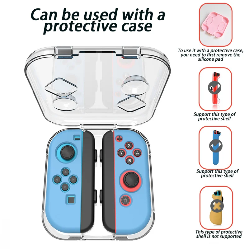 Joy con,左と右のハンドル,透明なクリスタルカバー,スイッチ付き保護