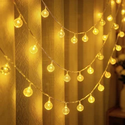 Waterproof Crystal Globe Ball String Lights - LED Fairy Garland for Outdoor Garden & Events (Warm White)