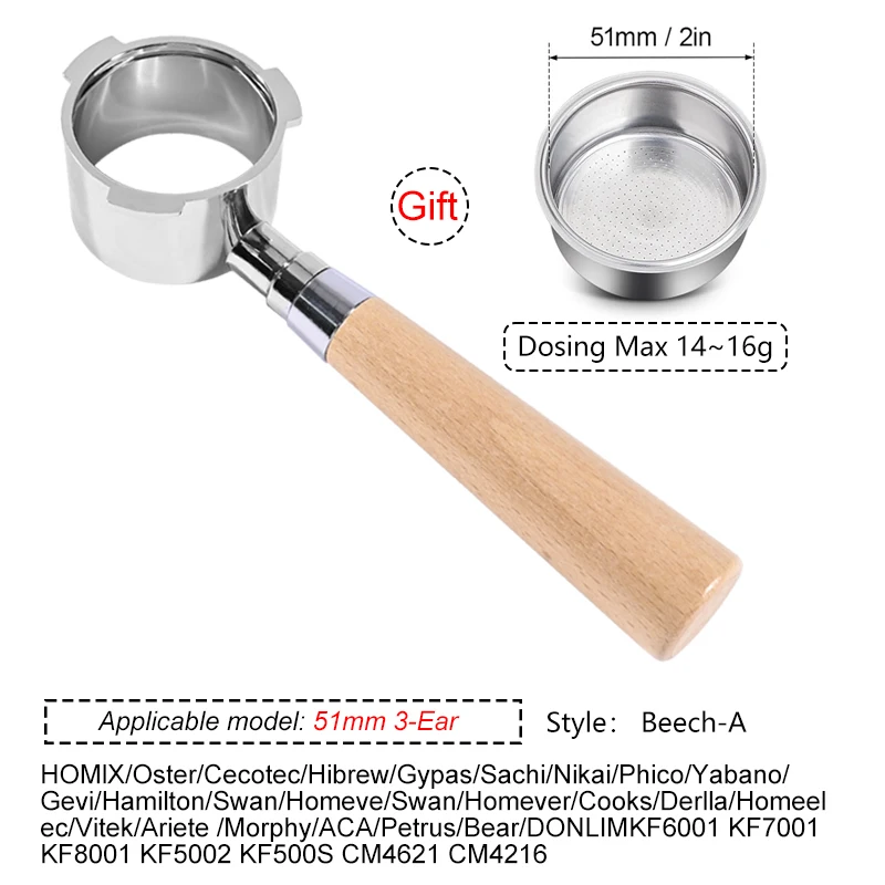 فلتر القهوة بدون قاع مقاس 51 مم مع سلة أكواب لآلة...