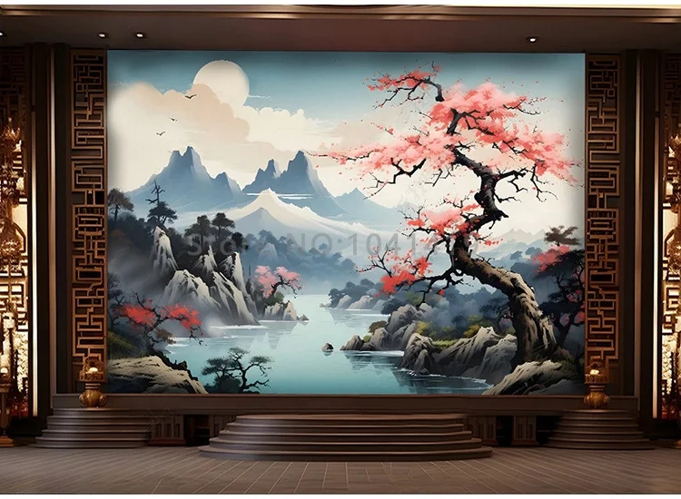 Chinês, Parede De Fundo De TV, Plum
