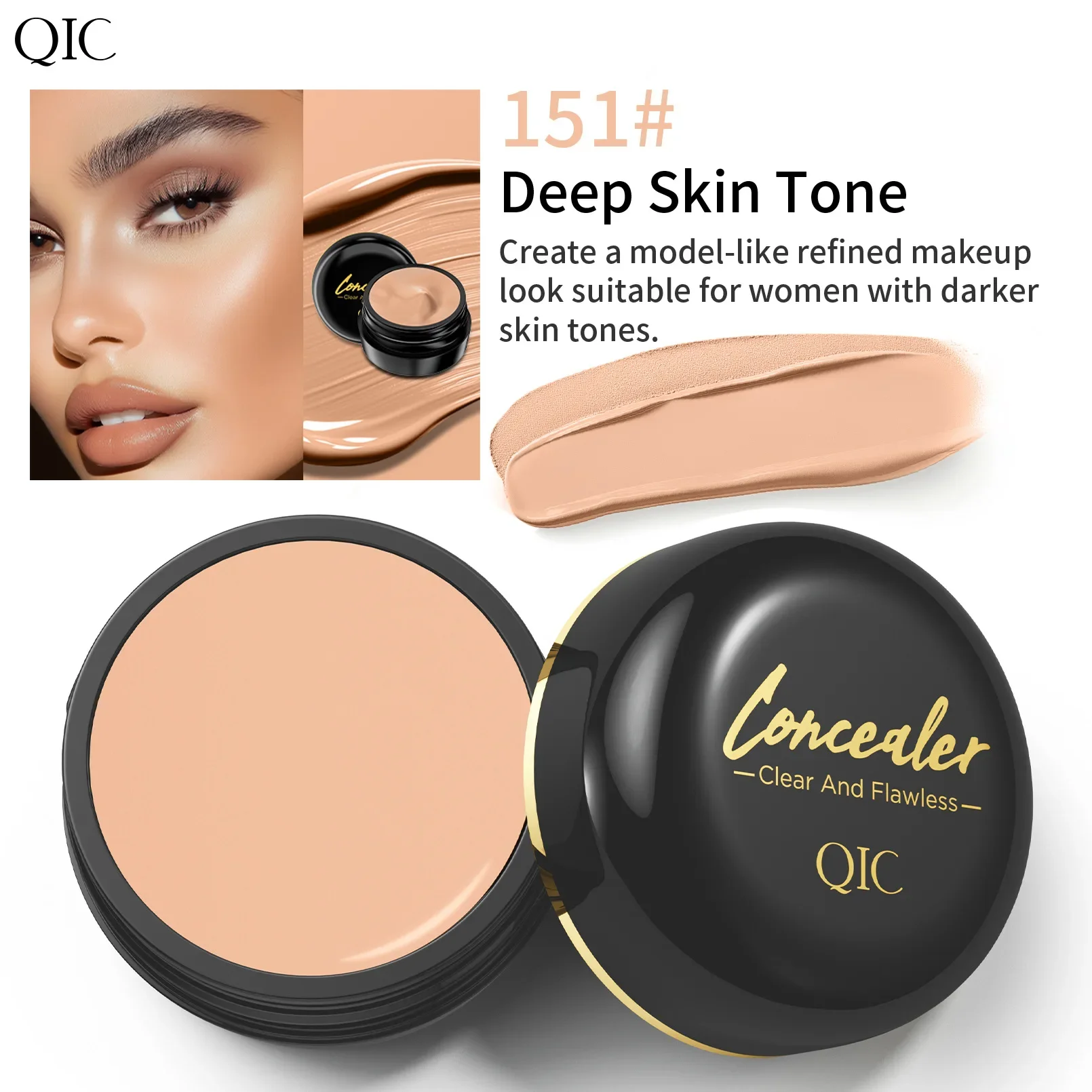 QIC Concealer Cover Freckles Dark Circles Acne Scars Quick-dry Waterproof Longlasting Acne Concealer Flawless Foundation Makeup
