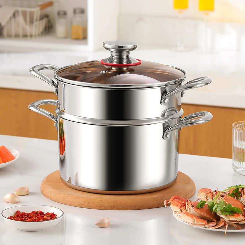 Versatile Steamer Basket Thickened 304 Stainless Steel Soup Pot with Holes Draining Household Kitchenware Kitchens Utensils