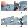 Adjustable Waist Buckle Extender No Sewing Pant Clips Waist Tightener Button for Jeans Skirts Sleeves Fit Button Pins Tool 3