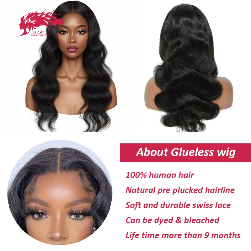 Wear Go Glueless Wig 6x4 HD Lace Closure Glueless Wigs 14-32Inch Indian Body Wave Human Hair Ready To Wear Pre Cut Pre plucked