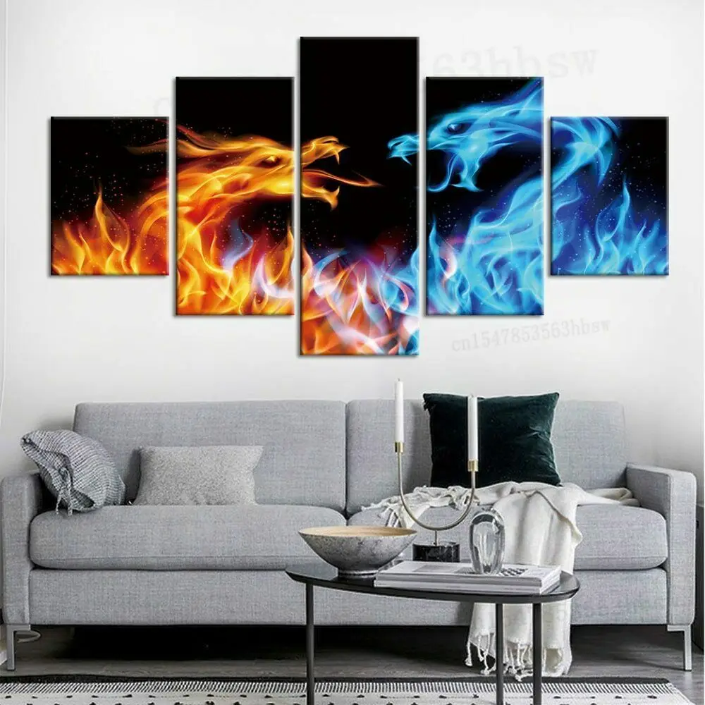 5-panel-fire-ice-dragon-artwork-modern-picture-wall-art-hd-print-decor
