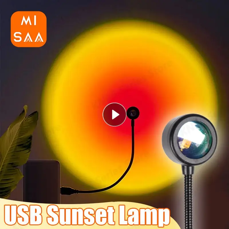 

Led USB Sunset Lamp Projector Home Decor Night Light Portable Atmosphere Light For Living Room Wall Photography Neon Lights