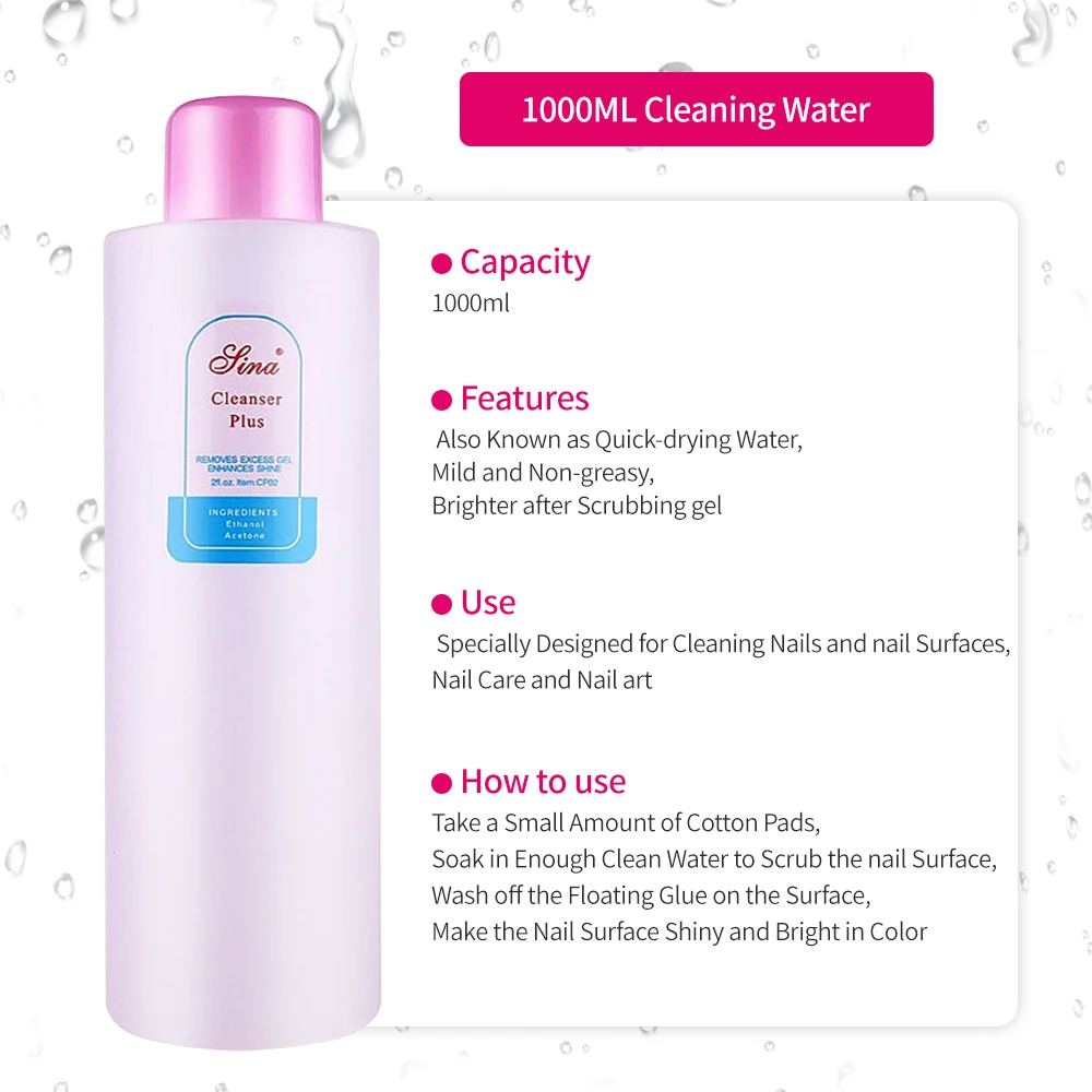 Dkasama 1000ml Nail Gel Remover Nail Polish Cleaner Brush Cleaner Non-Irritating Quick & Easy Liquid Manicure Care Nail Art Tool 6