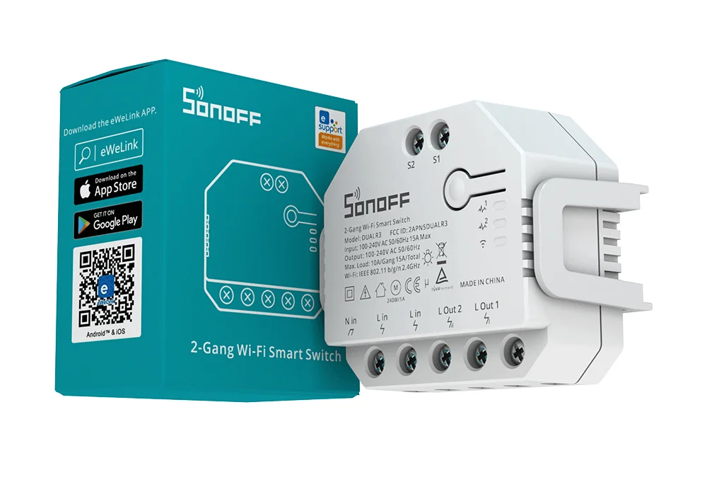 DUAL R3 DUAL R3 Lite 2-Gang Switch WiFi MINI Switch with Power Metering Dual Rel
