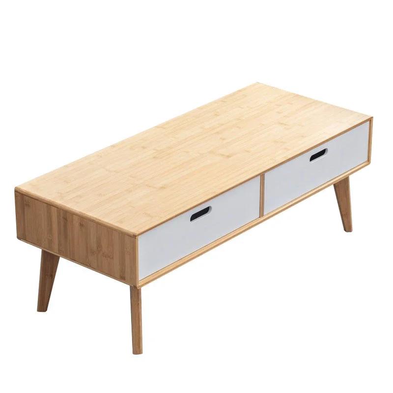 Round Corner Coffee Table Home Living Room Small Apartment Simple TV Cabinet Combination Tea Table Bamboo Solid Wood Tea