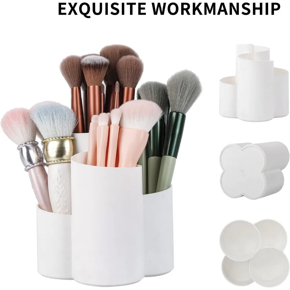 Makeup brush holder, dresser organizer, plastic round makeup brush storage space for lipstick, hair accessories 3