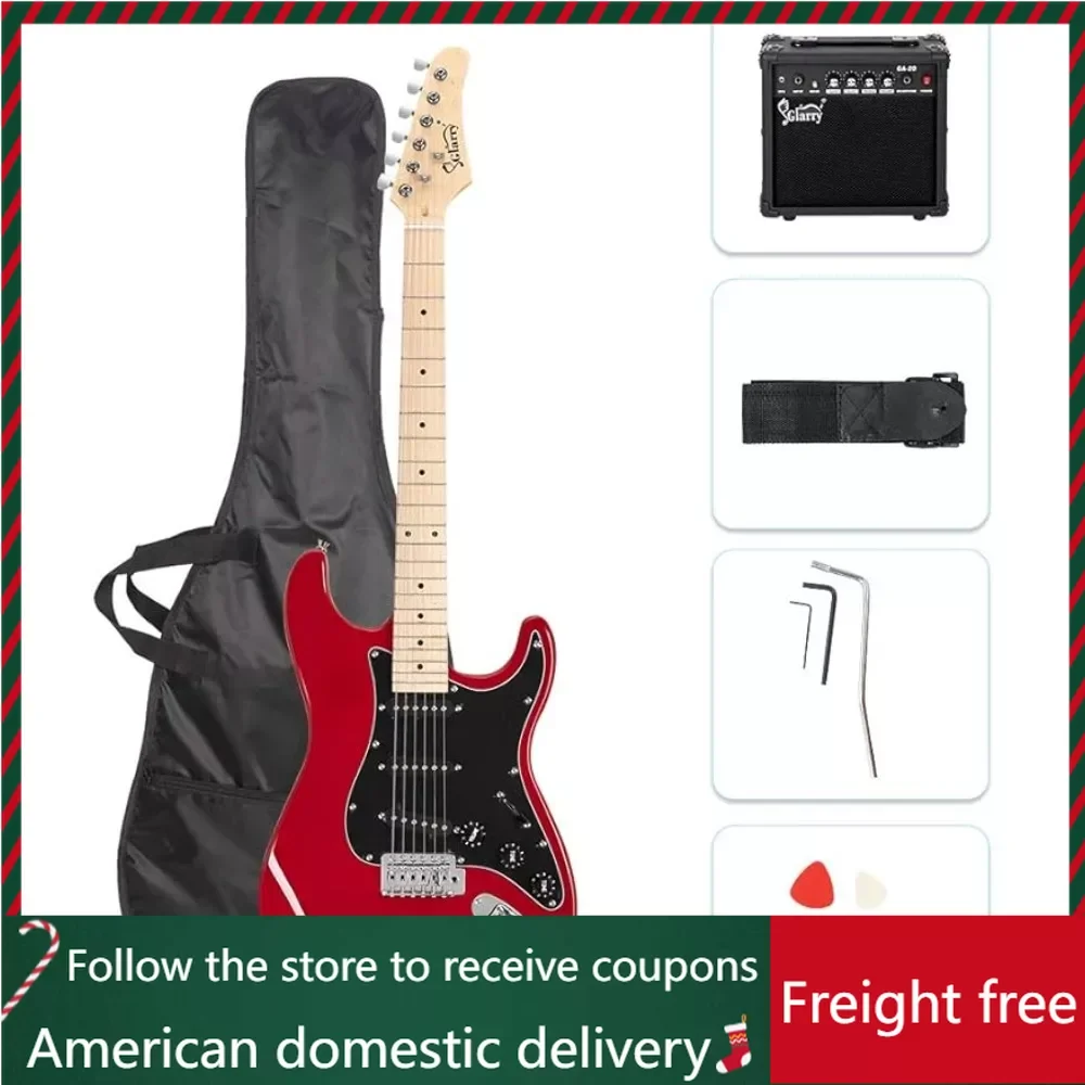

39" Full Size Electric Guitar for Music Lover Beginner with 20W Amp and Accessories Pack Guitar Bag (Red) Freight free