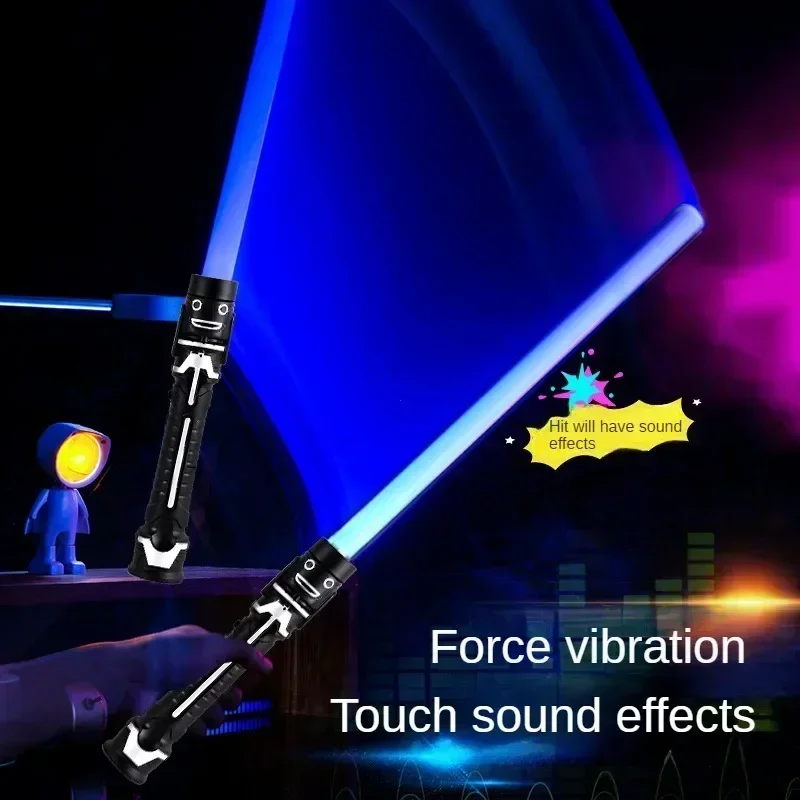 Laser Sword Lightsaber Red and Blue Double Saber Rave Transformation Children's Gift Cosplay Weapon Boy Cool Flashing Toy