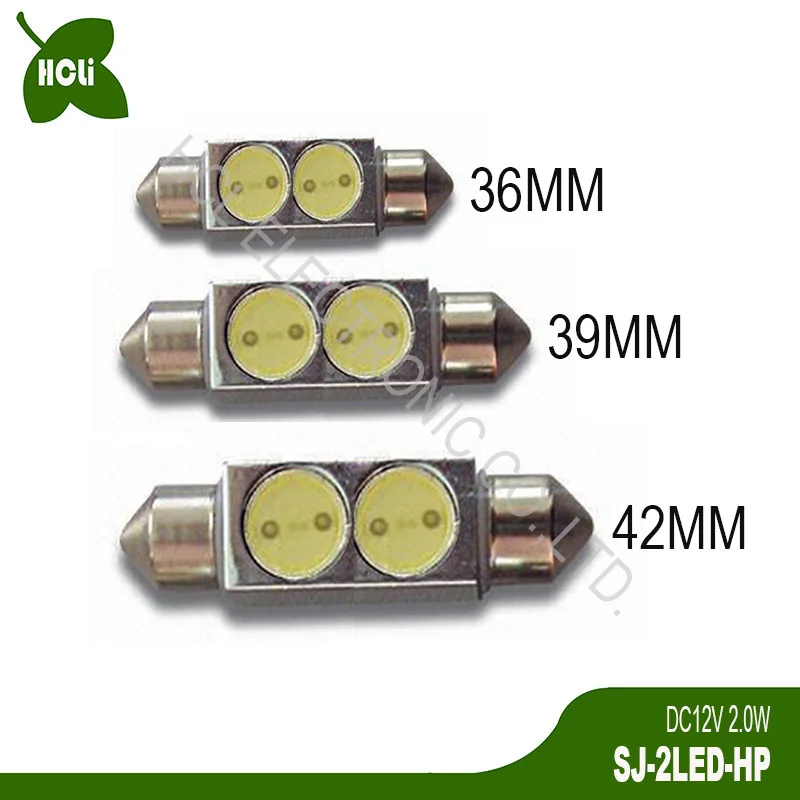 High quality Car Led Reading Lights DC12V 2W 36mm 39mm 42mm Door Lamp Auto Dome Lamp license plate light free shipping 10pcs/lot