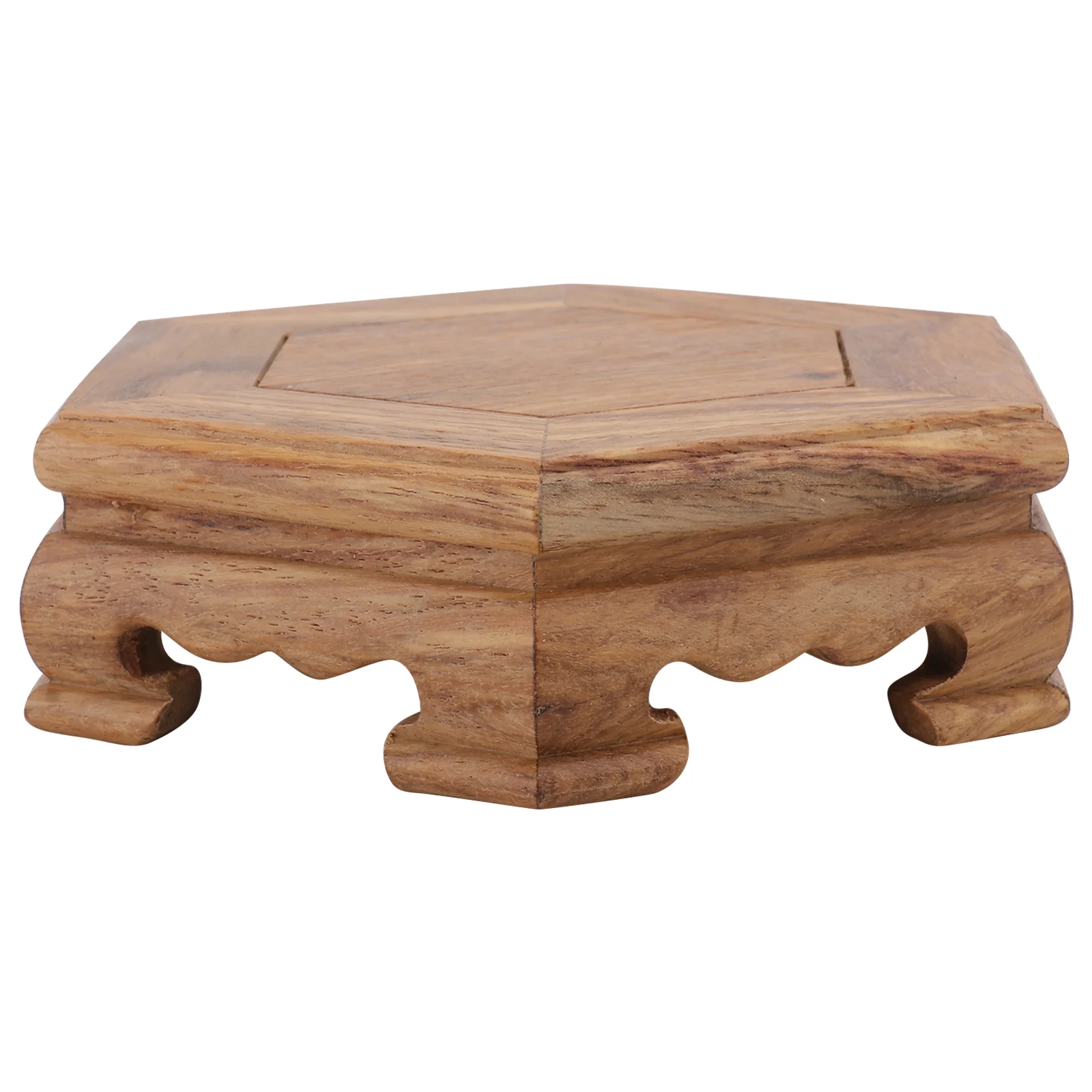 

Hexagonal Wooden Storage Base Decorative Flowerpot Base Potted Solid Wood Artware Holder Pedestal Garden Decoration