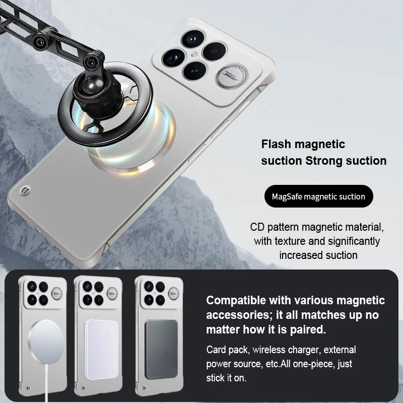 Enhanced Borderless Metallic Paint Magnetic Phone Case - Thin, Magsafe-Compatible
