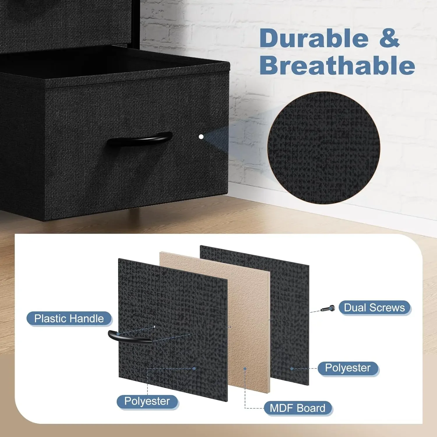 Dresser for Bedroom, Chest/Closet Storage with 8 Drawers, Clothes Organizers Tower with Fabric Bins, bedroom furniture 5