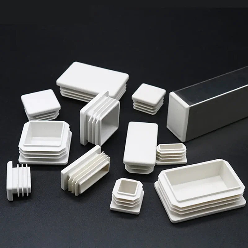 White Rectangle Square Plastic Blanking End Caps Steel Tube Pipe Inserts Plugs Bung Leg Stopfen Dust Cover silicone rubber plugs pipe end cap rubber caps silicone rubber caps