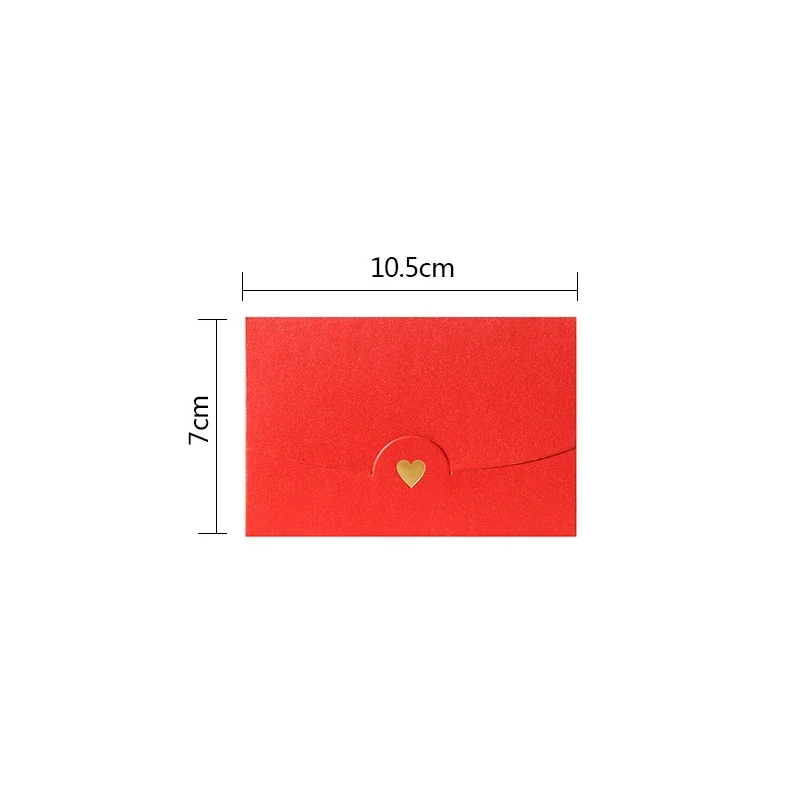 50PCS Gold Heart Candy Kraft Pearlpaper Small Envelope DIY Colorful Greeting Card Cover Scrapbooking Gift 10*7CM