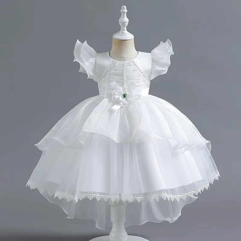 

White CapSleeves Holy Princess Flower Girl Dresses Ball Gown Sleeveless Tulle Pageant Dresses First Communion Dresses For Girls