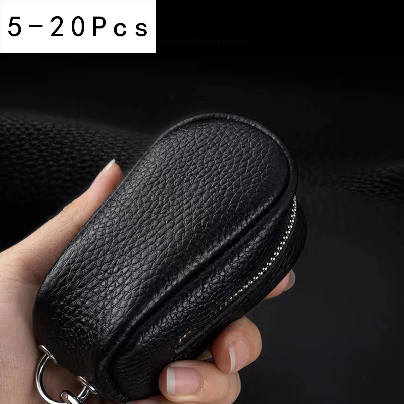 5/10/20Pcs Wholesale The First Layer of Cowhide Key Bag Large Capacity Leather Multi-function Car Key Bag for Men Women Key Bag
