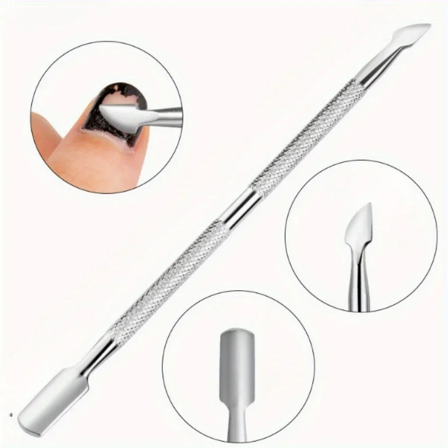 Stainless steel double headed skin thruster is used for pedicures and nail care, eliminating dead skin and cleaning nails