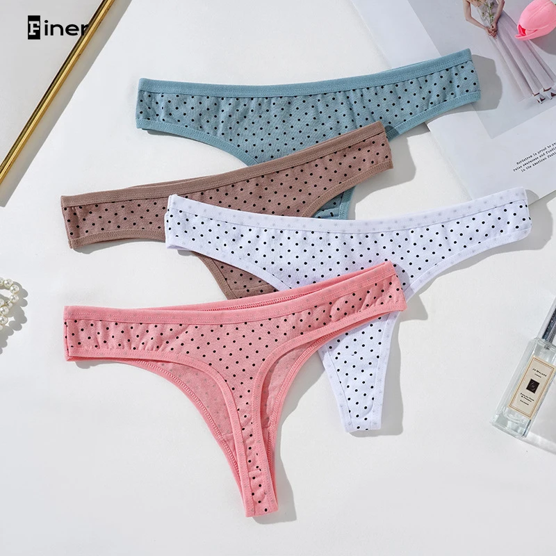 

Women's Cotton Thongs Sexy Panties For Women Soft Tangas Skin-friendly Thong for Girls Cute Dot Panties Underwear Female T-back