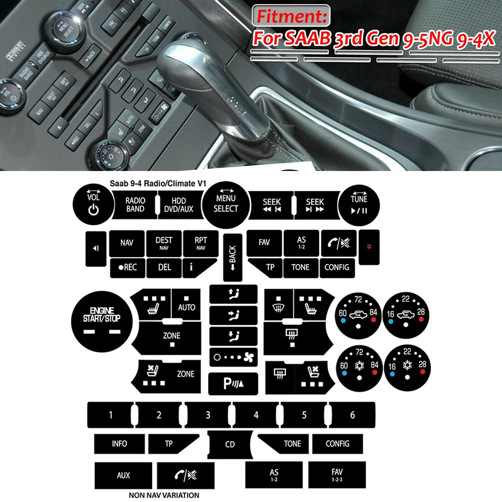 

Наклейка для ремонта кнопок SAAB 3-го поколения для SAAB Gen 3 9-5NG 9-4X Front Radio Stereo