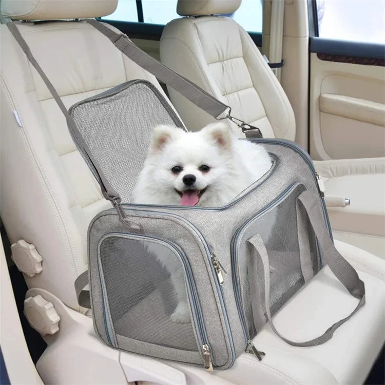 Katze Haustier Träger Hund Reise Handtaschen Hund Trage tasche Soft Side Rucksack Flug gesellschaft zugelassener Transport für kleine Katzen Hunde ausgehende – Detail 2