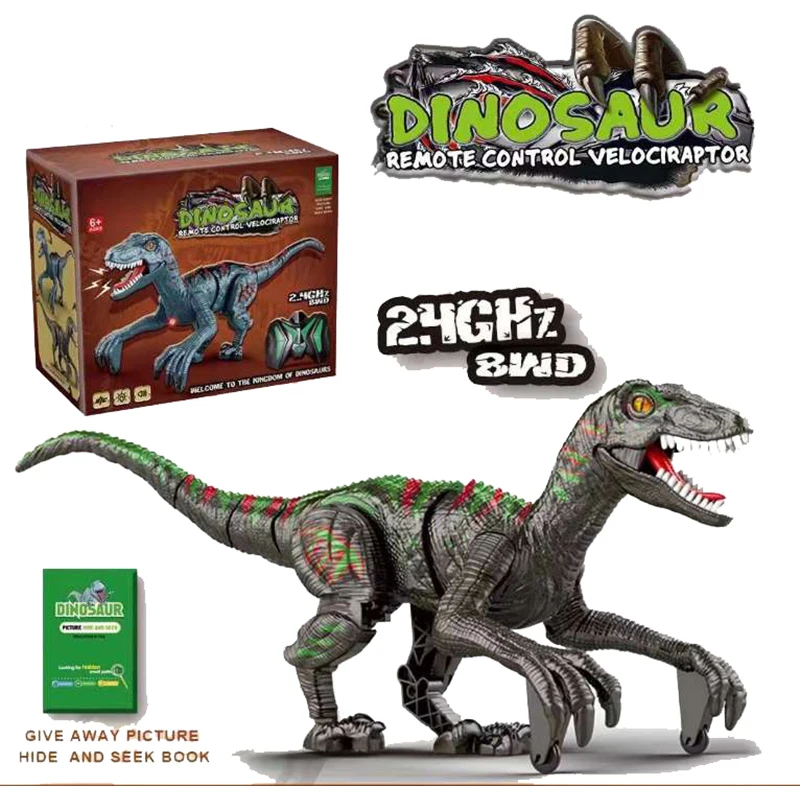 Remote Control Dinosaur Toys 8Ch 2.4G Radio Controlled Velociraptor Toy Imitates Walking Sounds Shaking Head Toy For Boy remote control dinosaur toys remote control toy