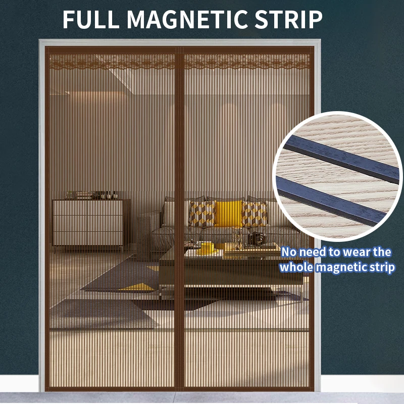 Verbesserte Klett Bildschirm Tür Volle Magnet Streifen Anti-moskito Tür Vorhang Nahtlose Verschluss Angelschnur Material Mesh für Tür
