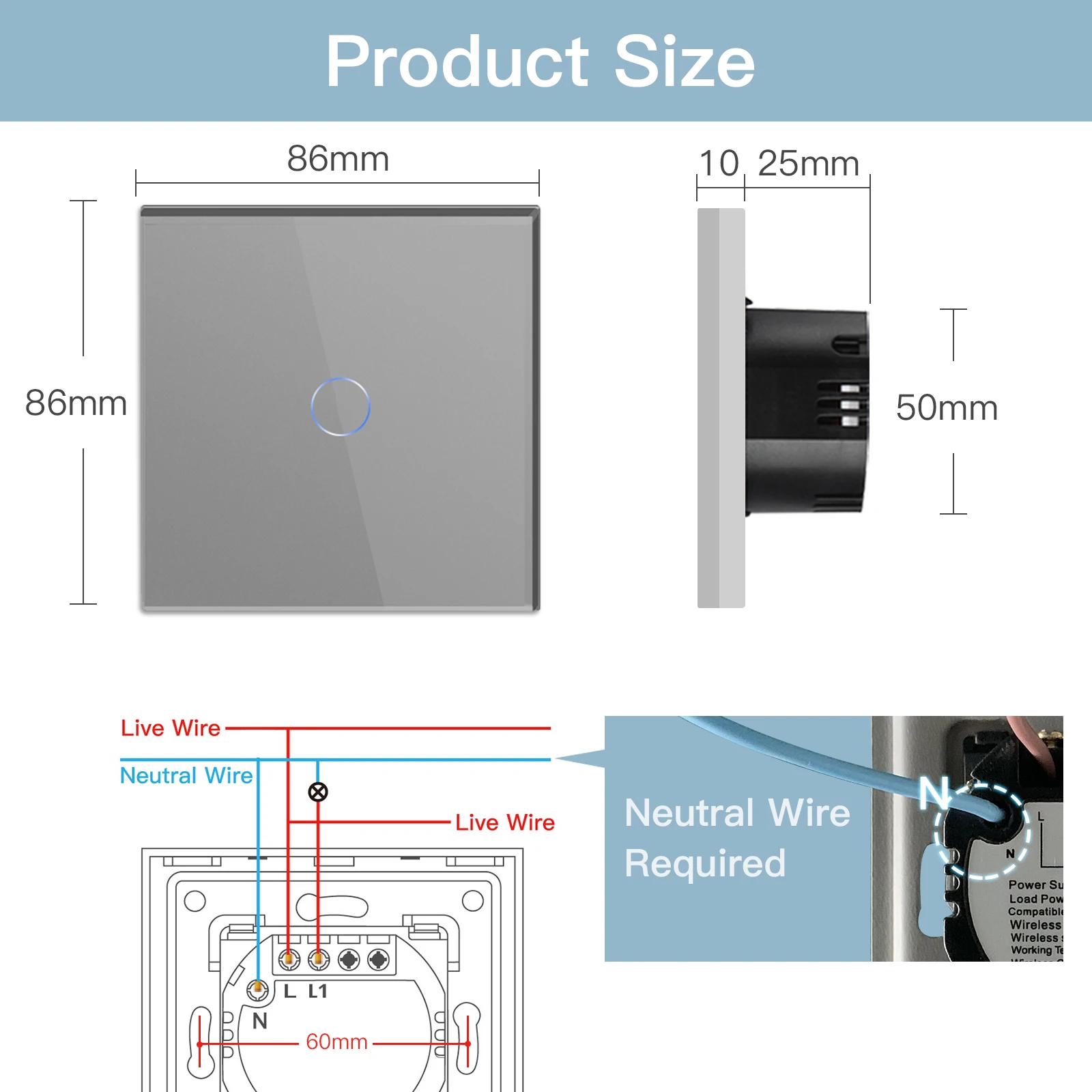luz 1gang 2way para o trabalho da 05