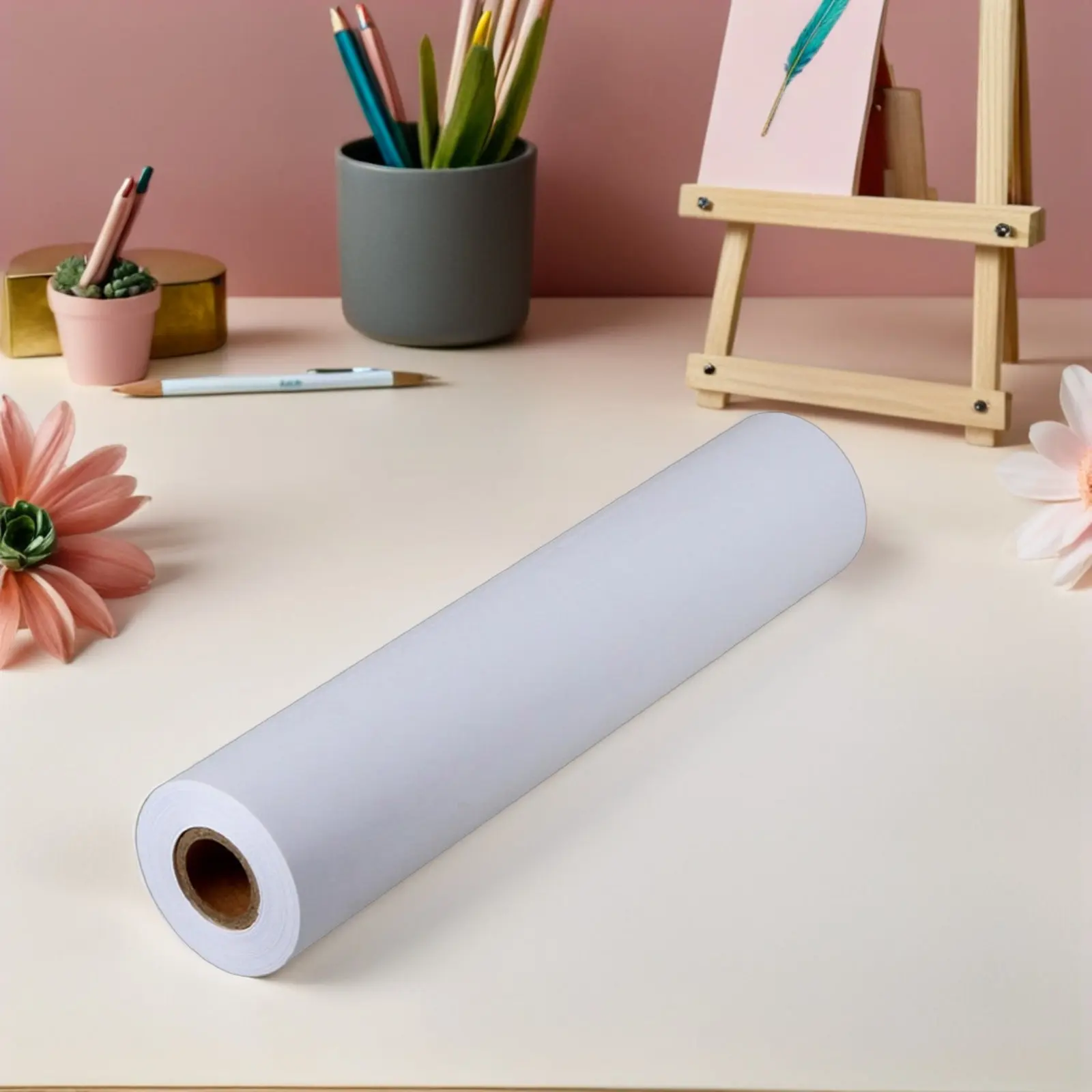2Pcs 드로잉 종이 롤 페인팅 종이 롤 수채화 스케치 아트 드로잉 용품을위한 흰색 두꺼운 부드러운 표면