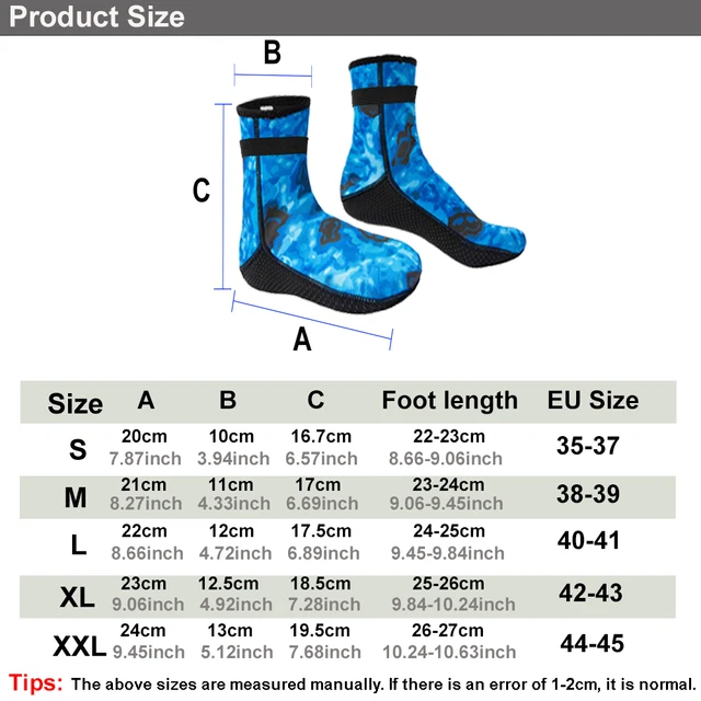 3mm Camouflage Diving Socks Neoprene Anti-Slip Water Socks Keep Warm Sand Socks Water Sport Swimming Surfing Diving  Snorkeling 6