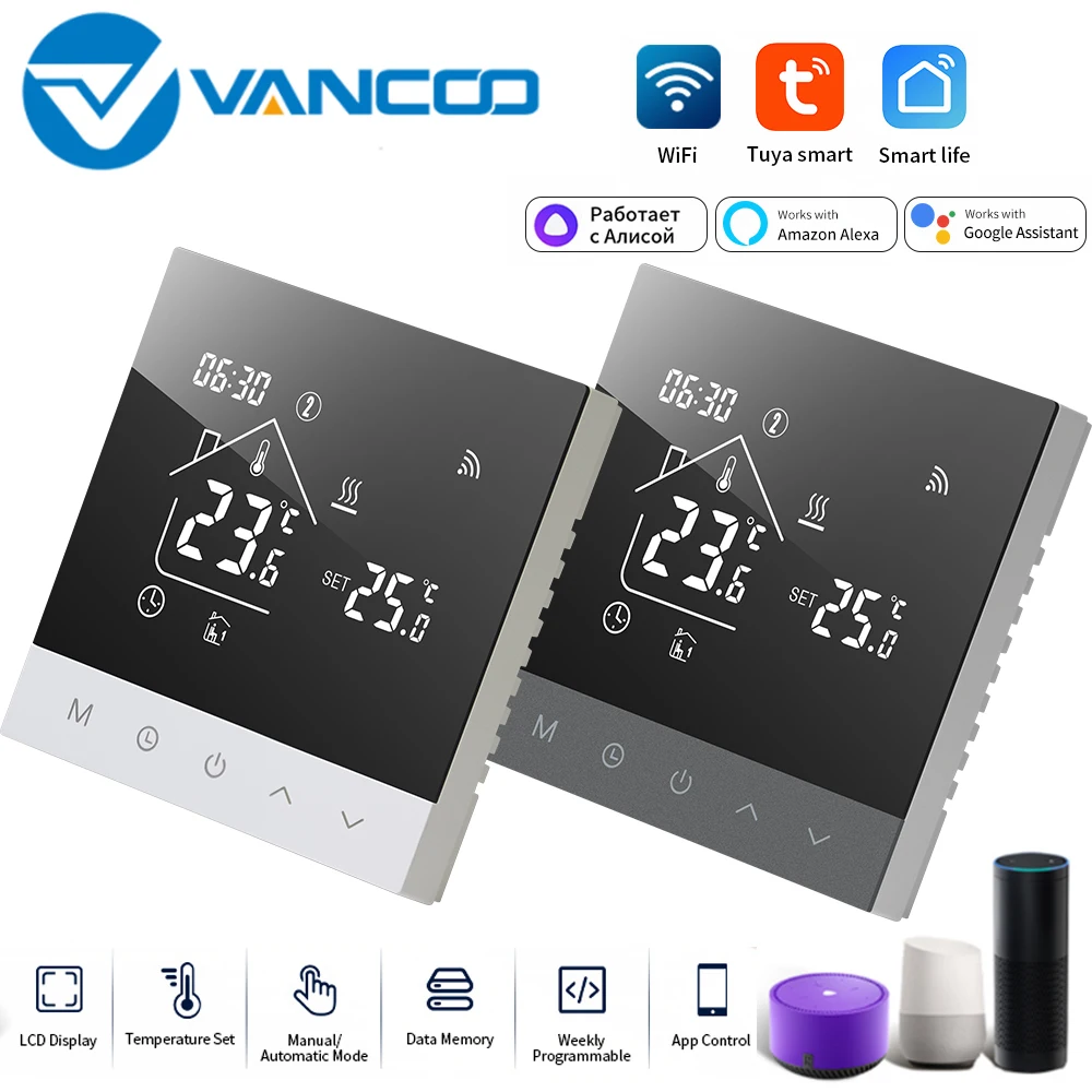 Tuya WIFI เครื่องทําความร้อนใต้พื้นอุ่นเครื่องควบคุมอุณหภูมิใต้พื้นบ้านอัจฉริยะพร้อม Alexa Yandex Google Temperature Controller 1