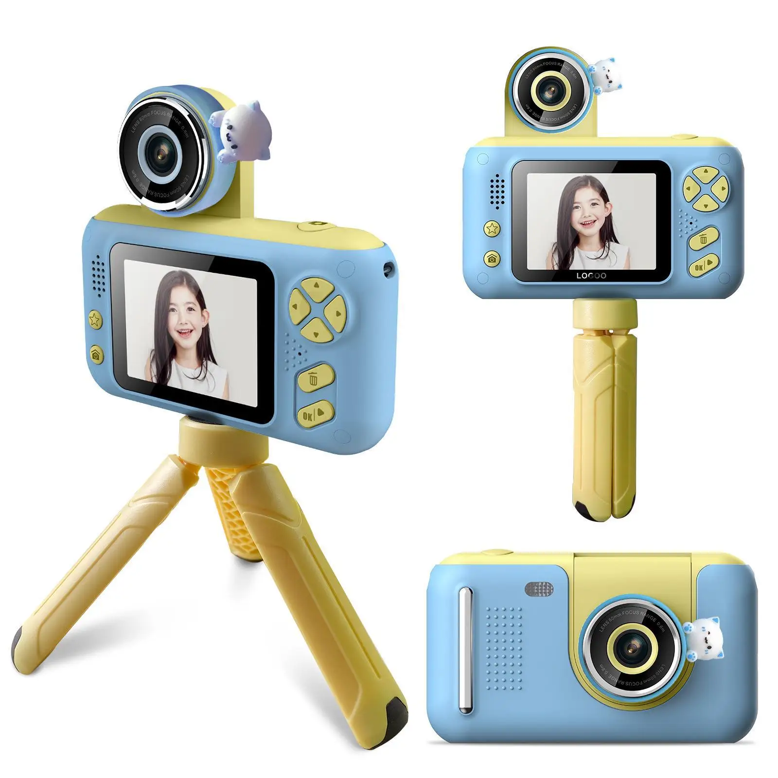 

Children's digital cameraNew 2.4 Inch high-definition mini children's digital camera for video recording 180 degree rotation gif