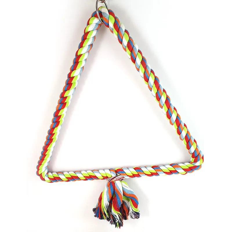 Big Size Parrot Toys Macaw Cage Climb Chew Bird Toys For Parrots Pet Bird Cotton Rope Triangle Swing Shape 4