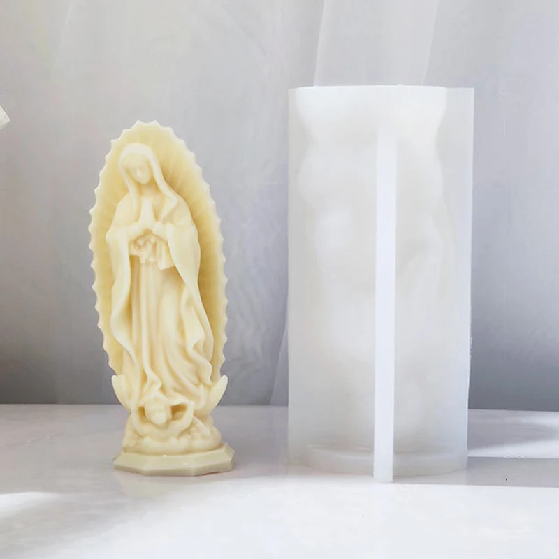 Elegant Madonna Silicone Candle Mold - 3D Mary Statue Making Kit