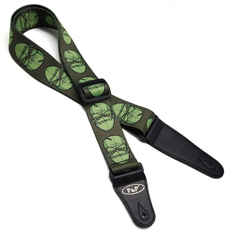 P & P Skull Universal Guitar Strap, Heat Transfer Instrument Accessories, Bakelite Strap