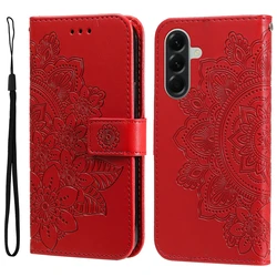 Elegant 3D Flower Magnetic Leather Wallet Phone Case - Galaxy A37 (RD)