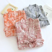 2026 Japanese Kimono Women's New 100% Cotton Loose Bathrobe Lace up Kimono Bathrobe Sweat Steaming Gown Pajama Ladies Sleepwear - Image 4