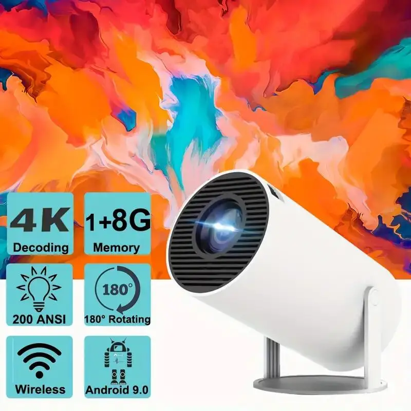 

Projector Android 11.0 200ANSI WiFi6 Allwinner H713 Mali-G312 Dual Wifi HD 1280*720p Wireless5.0 4K Auto Correction Home Theater