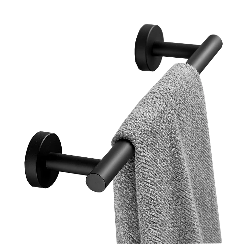 Matte Black Bathroom Hardware Set Robe Hook Single Towel Bar Toilet Paper  Holder