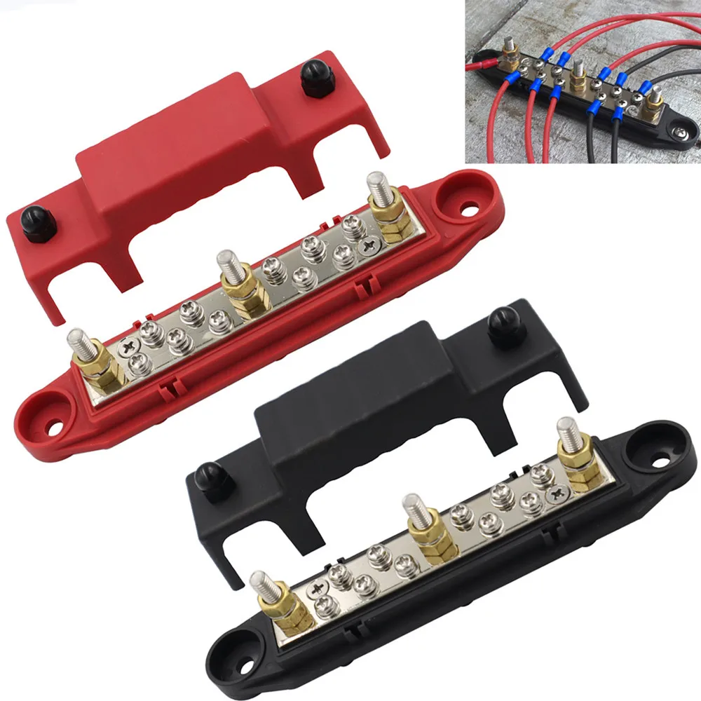 1Pcs Universal Bus Bar Terminal Power Distribution Block 150A DC 48V M6 Studs for Car Recreational Vehicle Boat Accessories 1pcs mgn9 mgn12 linear guide fixed block for blv ender 3 voron 2 4 3d printer 2020 profile fixed block