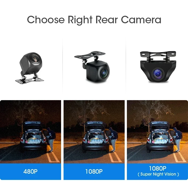 Jansite 10" Car DVR Touch Screen Stream Media 1080P Front/Rear Camera Dash cam Auto Video Recorders Rearview Mirror Backup cams