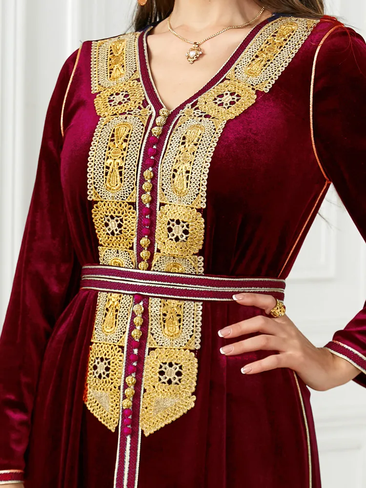 Abayas For Women Dubai Luxury Velvet Long Dress Maxi Kaftan Turkey Muslim Dresses Abaya Islam Clothing Autumn Winter Jalabiya