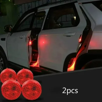 2 pezzi di luce per portiera per auto, spia anti-collisione, flash rosso, lampada di allarme wireless, luce stroboscopica, indicatore di direzione, luce di parcheggio