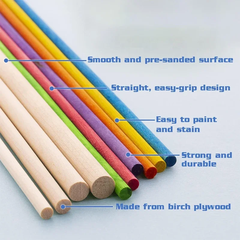 Cididu 300 Pcs Wooden Dowel Rods, 1/4 X 14 Inch Round Wooden Sticks Craft Sticks, Unfinished Natural Bamboo Sticks For Crafts Arts And DIYers