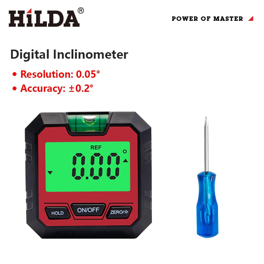 HILDA Red Digital Horizontal Angle Meter 360° With Base
